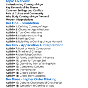 Exploring Coming-Of-Age Themes Worksheet Activity Booklet