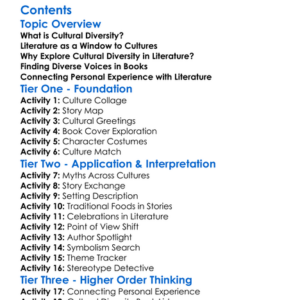 Exploring Cultural Diversity In Literature Worksheet Activity Booklet