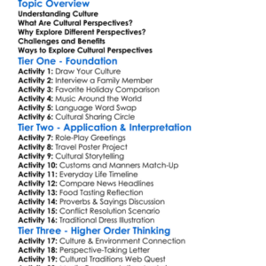 Exploring Cultural Perspectives Worksheet Activity Booklet