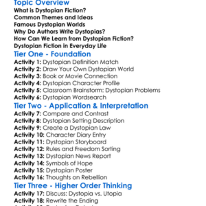 Exploring Dystopian Fiction Worksheet Activity Booklet