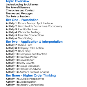 Exploring Social Issues In Literature Worksheet Activity Booklet