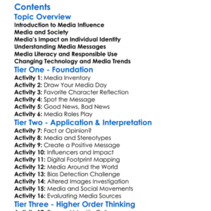 Exploring The Impact Of Media On Society And Individual Identity Worksheet Activity Booklet