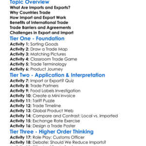 Export And Import Basics Worksheet Activity Booklet