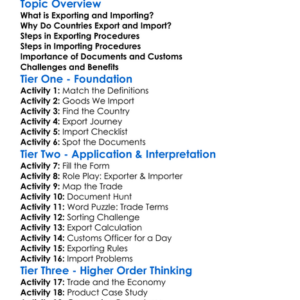Exporting And Importing Procedures Worksheet Activity Booklet