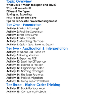 Exporting And Saving Projects Worksheet Activity Booklet