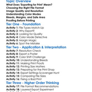 Exporting Files For Print Worksheet Activity Booklet