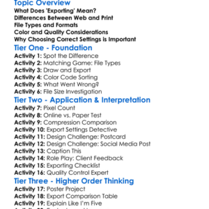 Exporting For Web Vs Print Worksheet Activity Booklet