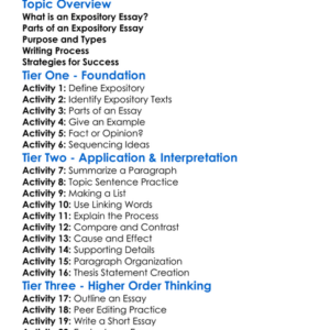 Expository Essays Worksheet Activity Booklet