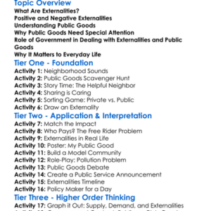 Externalities And Public Goods Worksheet Activity Booklet
