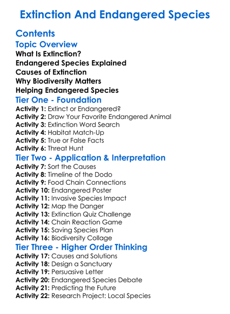 Extinction And Endangered Species Worksheet Activity Booklet