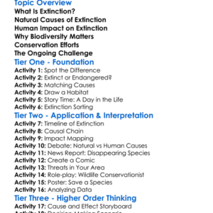 Extinction Causes Worksheet Activity Booklet