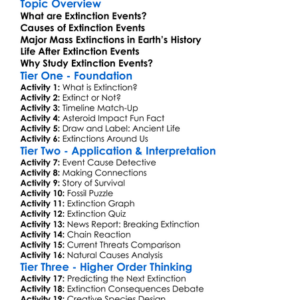 Extinction Events In History Worksheet Activity Booklet