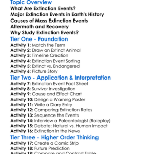 Extinction Events Worksheet Activity Booklet