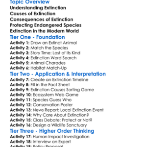 Extinction Of Species Worksheet Activity Booklet