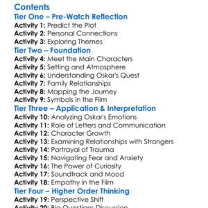 Extremely Loud  Incredibly Close 2011 Worksheet Activity Booklet
