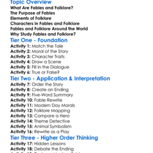 Fable And Folklore Worksheet Activity Booklet