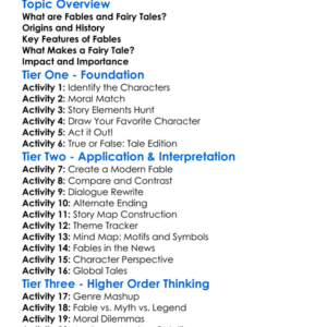Fables And Fairy Tales Worksheet Activity Booklet