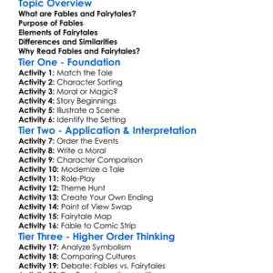 Fables And Fairytales Worksheet Activity Booklet