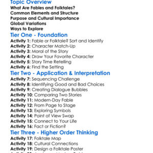 Fables And Folktales Worksheet Activity Booklet