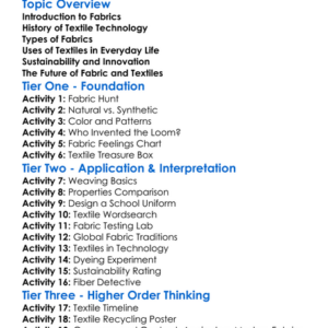 Fabric And Textiles Technology Worksheet Activity Booklet