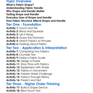 Fabric Drape And Handle Worksheet Activity Booklet