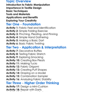 Fabric Manipulation And Shaping Worksheet Activity Booklet