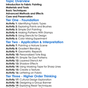 Fabric Painting Techniques Worksheet Activity Booklet