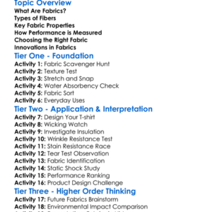 Fabric Properties And Performance Worksheet Activity Booklet