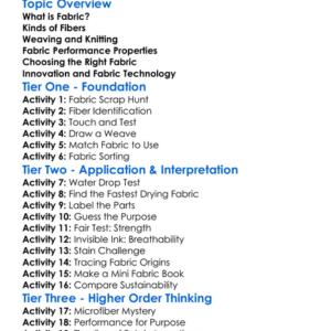 Fabric Structure And Performance Worksheet Activity Booklet