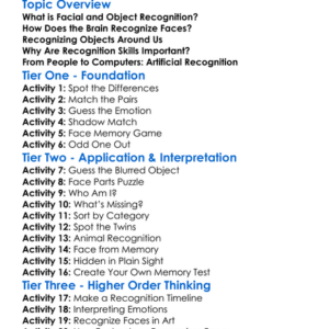 Facial And Object Recognition Worksheet Activity Booklet