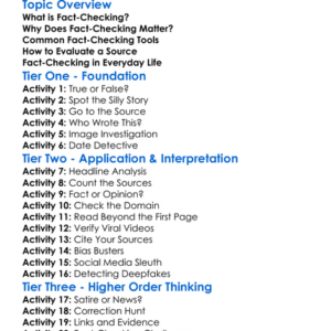 Fact-Checking Strategies Worksheet Activity Booklet