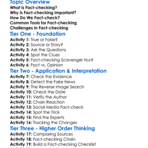 Fact-Checking Worksheet Activity Booklet
