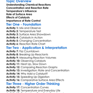 Factors Affecting Rate Of Reaction Worksheet Activity Booklet
