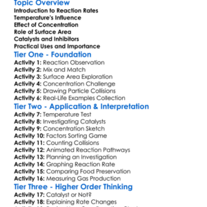 Factors Affecting Reaction Rate Worksheet Activity Booklet