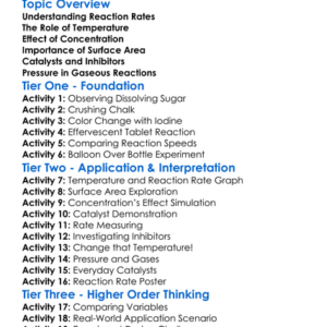Factors Affecting Reaction Rates Worksheet Activity Booklet