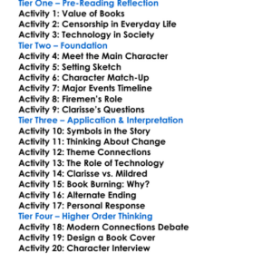 Fahrenheit 451 Ray Bradbury Worksheet Activity Booklet