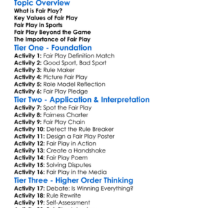 Fair Play Principles Worksheet Activity Booklet