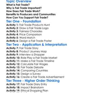 Fair Trade Worksheet Activity Booklet