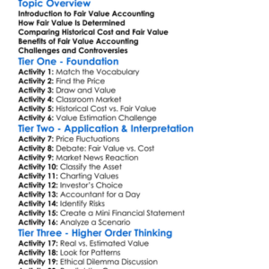 Fair Value Accounting Worksheet Activity Booklet