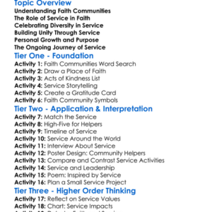 Faith Communities And Service Worksheet Activity Booklet