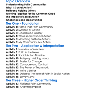 Faith Communities And Social Action Worksheet Activity Booklet