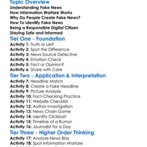 Fake News And Information Warfare Worksheet Activity Booklet