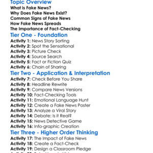 Fake News Identification Worksheet Activity Booklet