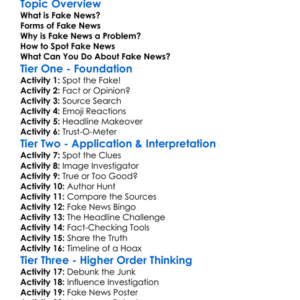 Fake News Worksheet Activity Booklet