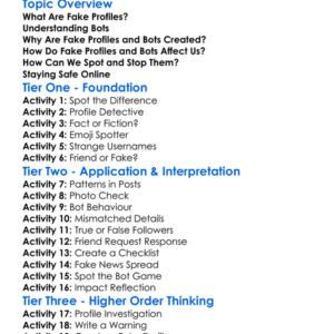 Fake Profiles And Bots Worksheet Activity Booklet