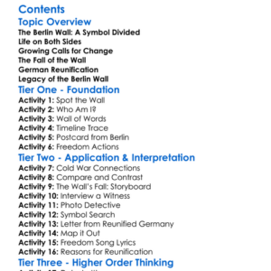 Fall Of The Berlin Wall And German Reunification Worksheet Activity Booklet