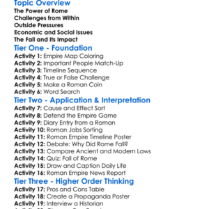 Fall Of The Roman Empire Worksheet Activity Booklet