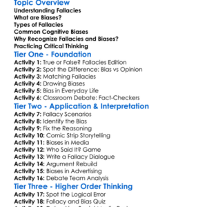 Fallacies And Biases Worksheet Activity Booklet