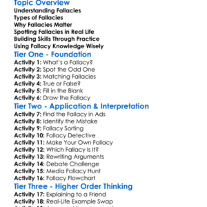 Fallacies Worksheet Activity Booklet