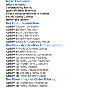 Families And Kinship Worksheet Activity Booklet